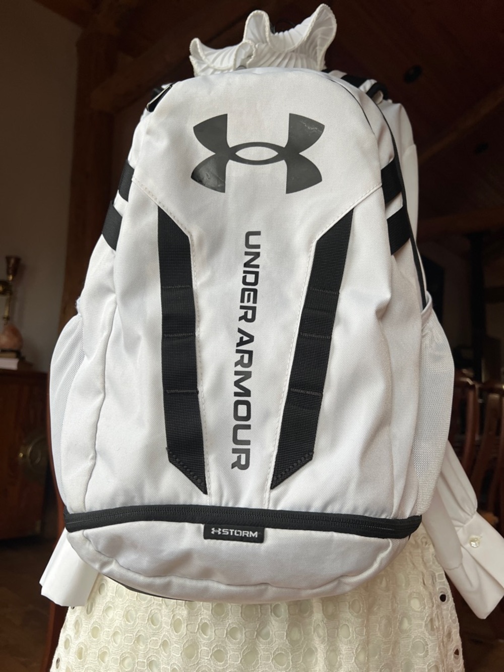 Under Armour White and Black Athletic Backpack for Men